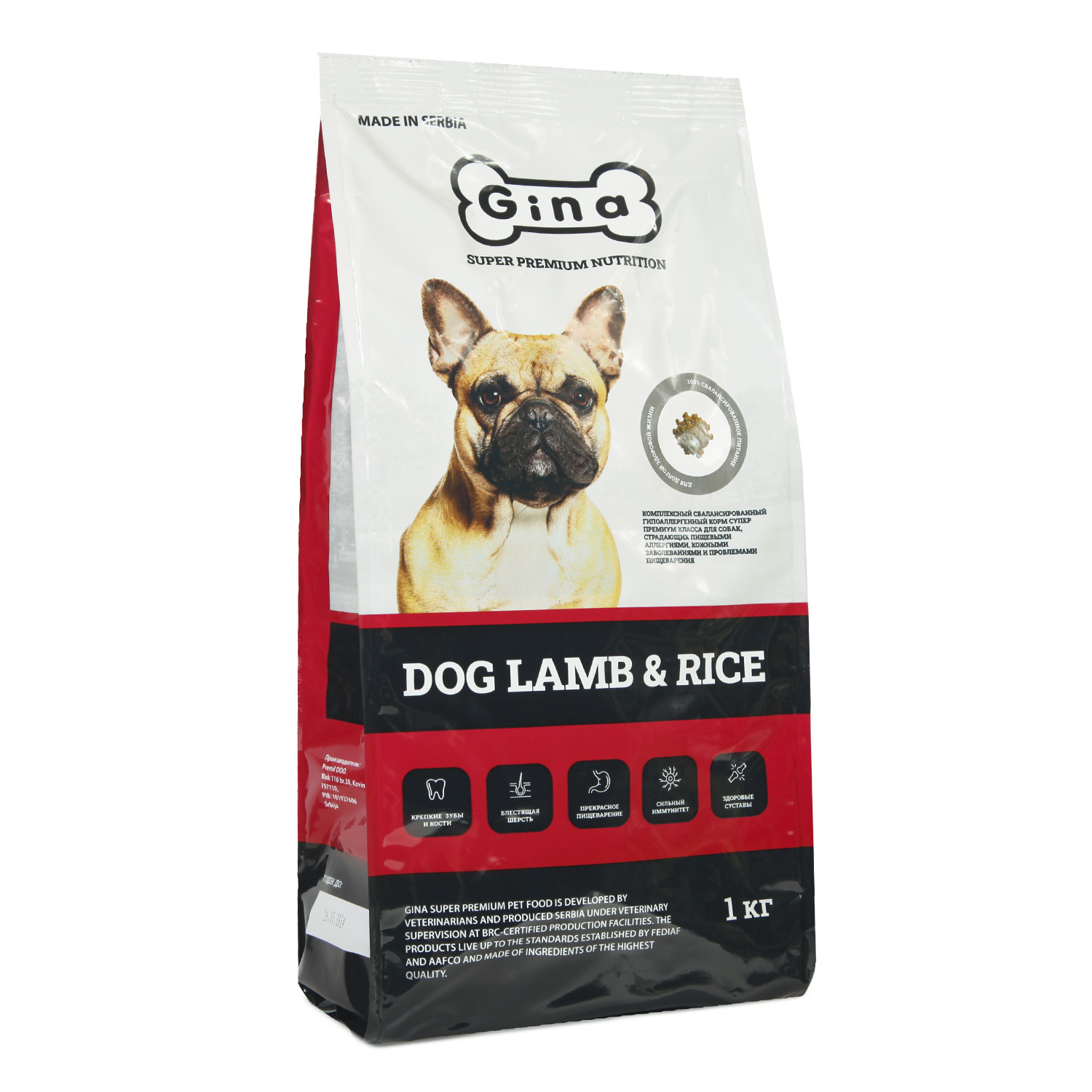 Корм для собак сухой Gina Dog Lamb & Rice ягненок, рис, 1 кг | 401616  купить оптом в Москве, цены