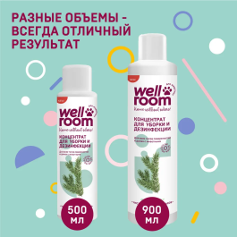 Концентрированное средство для уборки и дезинфекции 500мл Wellroom, хвоя 