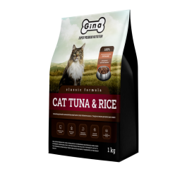 Корм  для взрослых кошек сухой Gina Cat Tuna & Rice тунец и рис 1 кг (Китай)