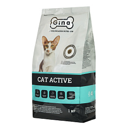 Корм для кошек сухой Gina Cat Active цыпленок, утка, рис, 1 кг